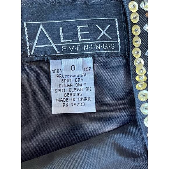 Alex Evenings Satin Black Midi Dress with Metallic Trim - Picture 8 of 12